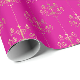 Elegantes Glam Hot Pink Gold Muster  Geschenkpapier
