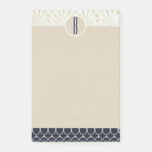 Elegantes Glam Nautical Kraft Rustic Monogram Post-it Klebezettel