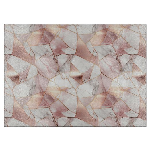 Elegantes Glam Rose Gold Agate Marble Muster Schneidebrett (Vorderseite)