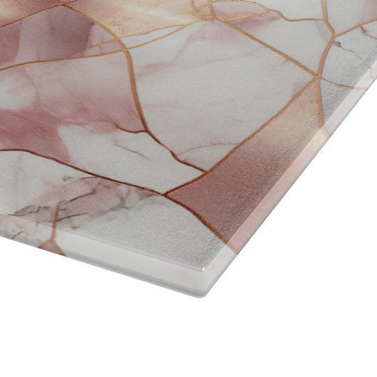 Elegantes Glam Rose Gold Agate Marble Muster Schneidebrett (Ecke)