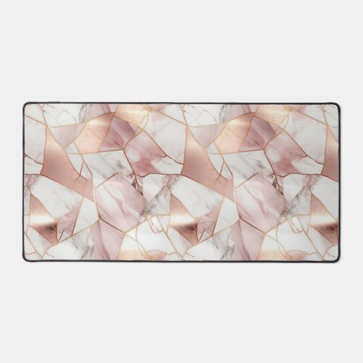 Elegantes Glam Rose Gold Agate Marble Muster Schreibtischunterlage (Vorderseite)