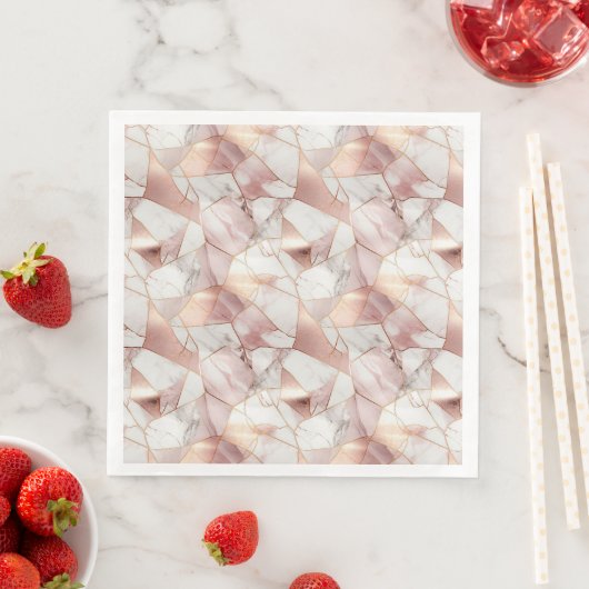 Elegantes Glam Rose Gold Agate Marble Muster Serviette (Beispiel)