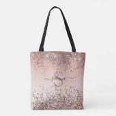 Elegantes Glam Rose Gold Glitzer Initials Monogram Tasche (Rückseite)