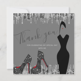 Elegantes Glam Silver Gold 50 Fab Geburtstags-Foto Dankeskarte