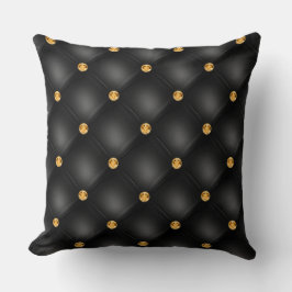 Elegantes Glam Tufted Gold Diamond Black Pattern Kissen