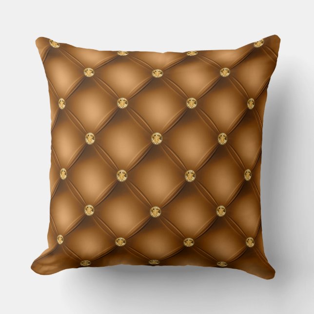 Elegantes Glam Tufted Gold Diamond Bronze Muster Kissen (Vorderseite)