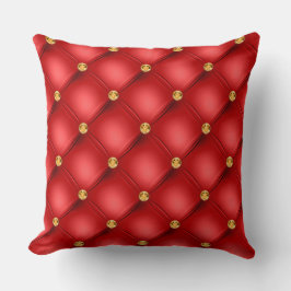 Elegantes Glam Tufted Gold Diamond Rotes Muster Kissen