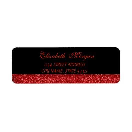 Elegantes Glamour Red Glittery Address Label (Vorne)