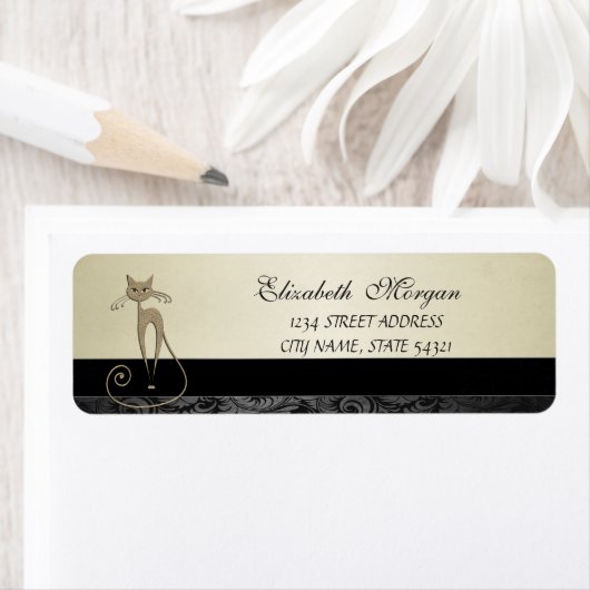 Elegantes glamouröses Cat Address Label- (Insitu)
