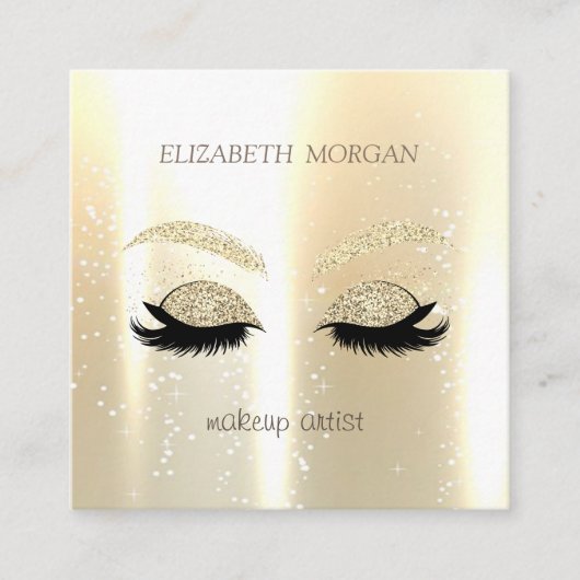 Elegantes glamouröses Gold Glitzer Imitate Lashes Quadratische Visitenkarte (Vorderseite)