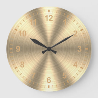Elegantes glänzendes Gold aus Metall Große Wanduhr