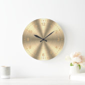 Elegantes glänzendes Gold aus Metall Große Wanduhr (Zuhause)