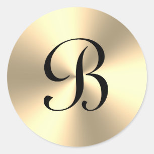 Elegantes glänzendes goldenes Metall-Monogramm Runder Aufkleber