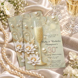 Elegantes Glas für Perlen und Champagner zum 30. H Einladung
