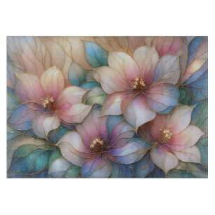 Elegantes Glas-Schneidbrett mit Blumenmuster Schneidebrett