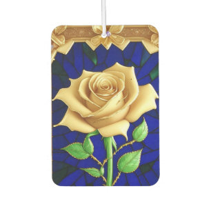 Elegantes Glasfenster mit goldener Rose Autolufterfrischer