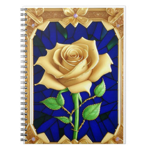 Elegantes Glasfenster mit goldener Rose Notizblock