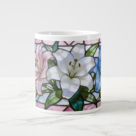 Elegantes Glaslilien-Blumendesign in weichem P Jumbo-Tasse