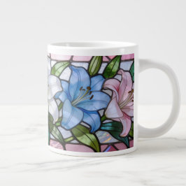 Elegantes Glaslilien-Blumendesign in weichem P Jumbo-Tasse