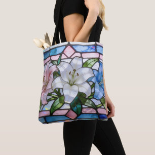 Elegantes Glasmalerei-Lilien-Blumendesign in weich Tasche