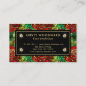 Elegantes Glasmuster aus Rote Rose Visitenkarte (Rückseite)