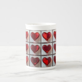 Elegantes glass-like Red Hearts - Box mit Liebe 💖 Porzellantasse