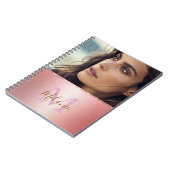 Elegantes gliterfarbenes Metallglas Monogramm Notizblock (Linke Seite)