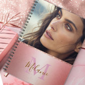 Elegantes gliterfarbenes Metallglas Monogramm Notizblock