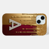 💎 Elegantes Glitter A Monogramm mit tropfendem Li Case-Mate iPhone Hülle (Rückseite (Horizontal))