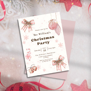 Elegantes Glitter-Pink-Coquette-Weihnachtsfest Einladung