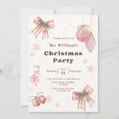 Elegantes Glitter-Pink-Coquette-Weihnachtsfest Einladung (Vorderseite)