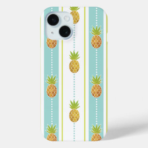 Elegantes Glitter-Tropen-Ananas-Streifenmuster iPhone 15 Hülle