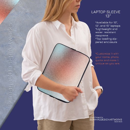 Elegantes Glittered Orange Light Blue Laptop Case