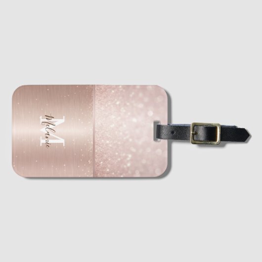 Elegantes Glitterglatter-Rose Gepäckanhänger (Vorderseite (Horizontal))