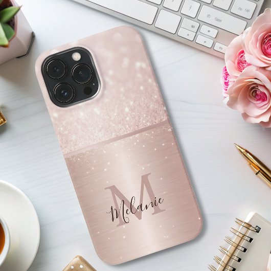 Elegantes Glitterglatter-Rose iPhone Hülle