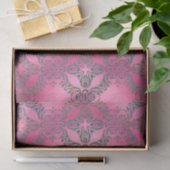 Elegantes Glittery Damask Muster auf rosa Metallic Seidenpapier (Geschenk)