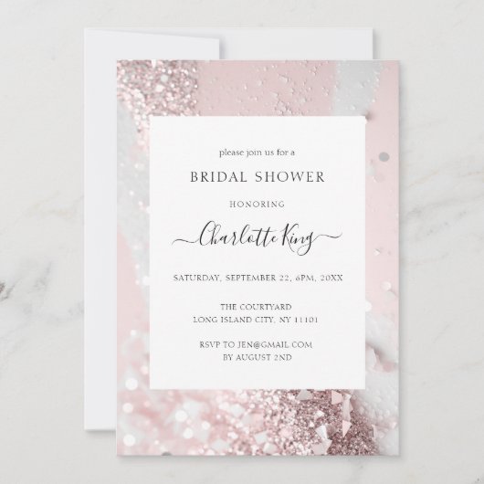 Elegantes Glitzer Brautparty Einladung (Vorderseite)