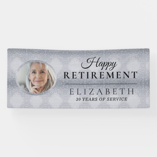 Elegantes Glitzer Custom Foto Retirement Party Banner (Horizontal)