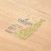 Elegantes Glitzer Dress | 40 & Fabulous Birthday Acryleinladungen (Ablage )