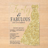 Elegantes Glitzer Dress | 40 & Fabulous Birthday Acryleinladungen (Vorderseite)