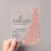 Elegantes Glitzer Dress | 40 & Fabulous Birthday Acryleinladungen (Insitu (Handheld))