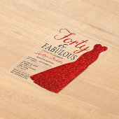 Elegantes Glitzer Dress | 40 & Fabulous Birthday Acryleinladungen (Ablage )