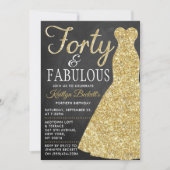 Elegantes Glitzer Dress | 40 & Fabulous Birthday Einladung (Vorderseite)