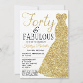 Elegantes Glitzer Dress | 40 & Fabulous Birthday Einladung (Vorderseite)