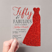 Elegantes Glitzer Dress | 50 & Fabulous Geburtstag Acryleinladungen (Insitu (Handheld))