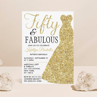 Elegantes Glitzer Dress | 50 & Fabulous Geburtstag Einladung