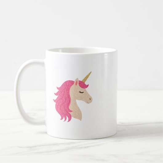 Elegantes Glitzer-Einhorn mit funkelndem Stil Kaffeetasse (Links)