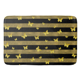 Elegantes Glitzer Gold Butterfly-Muster Badematte