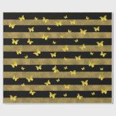 Elegantes Glitzer Gold Butterfly-Muster Geschenkpapier (Flach)