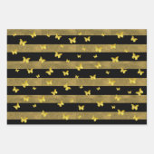Elegantes Glitzer Gold Butterfly-Muster Geschenkpapier Set (Vorderseite)